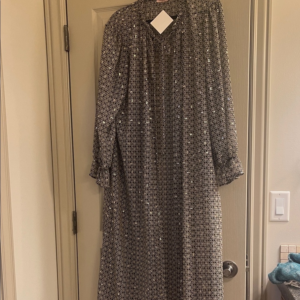 Gray Patterned Long Sheer Duster NWT - image 6